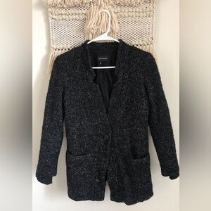Club Monaco Wool Tweed Blazer Single Button Notched Lapel Grey Black